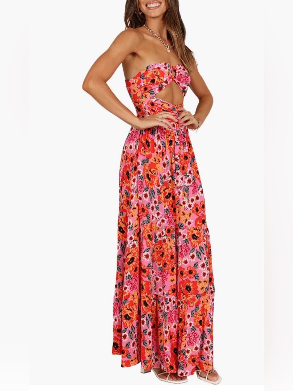 Petal & Pup Sarai Floral Cutout Strapless Ring-Detail Maxi Dress,Size 6 - Picture 13 of 13